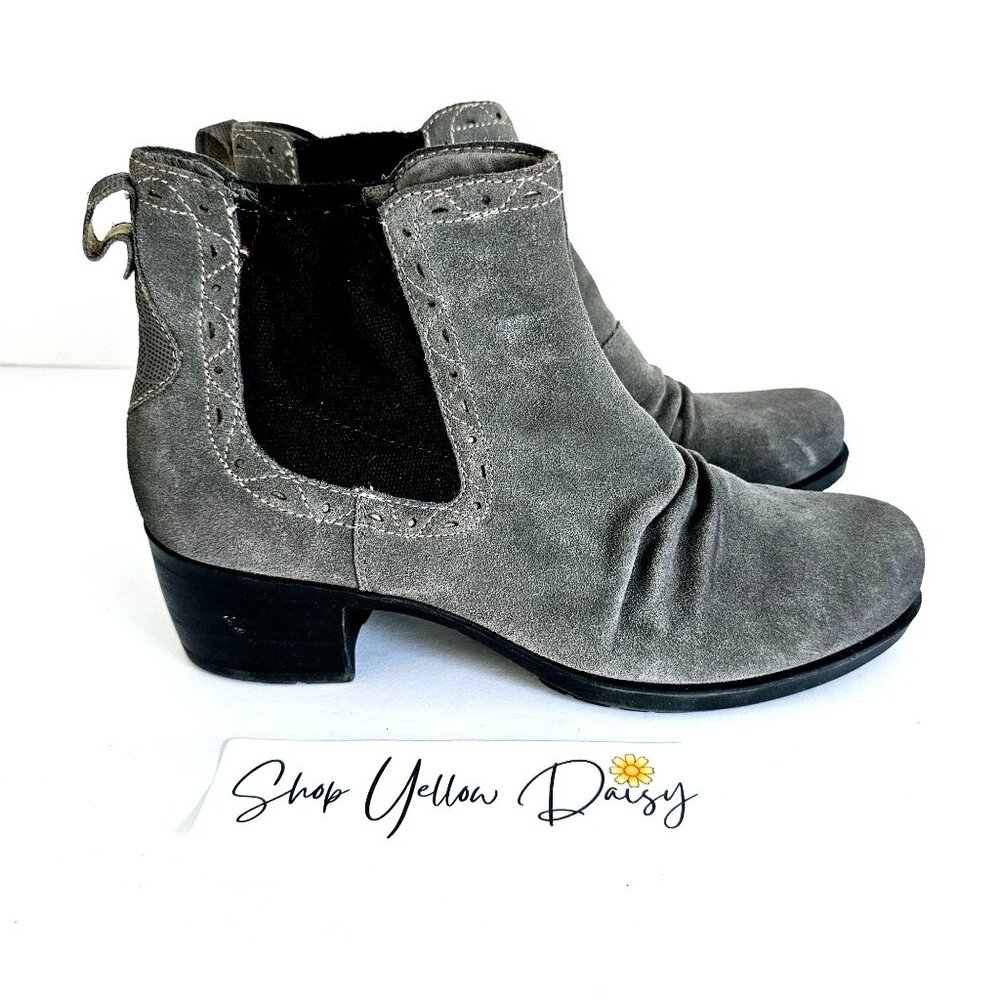 Earth Denali Aspect‎ Gray Suede Ankle Boots With Elastic Inset Size 11~SH164.2